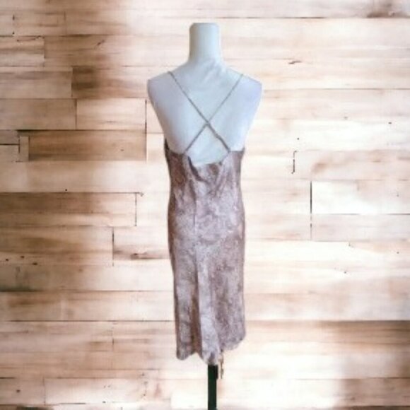 NWT Lucy Paris Snakeskin Brown and Tan Long Spaghetti Strap Sexy Dress - Picture 2 of 4